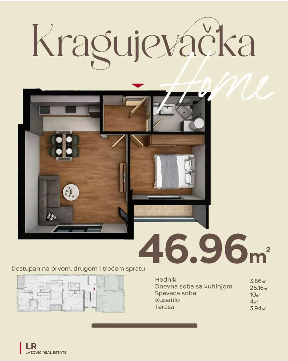 Osnova stana — Kragujevačka Home — 46,96 m²