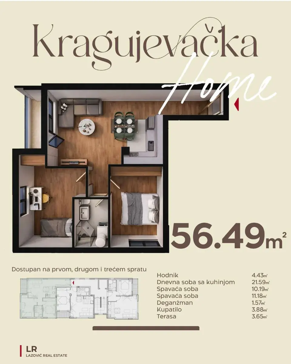 Osnova stana — Kragujevačka Home — 56,49 m²