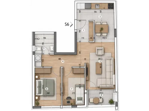 Novogradnja sa 8 stanova — Milana Blagojevića, Pantelej — raspored S6, III sprat, 57,67 m²