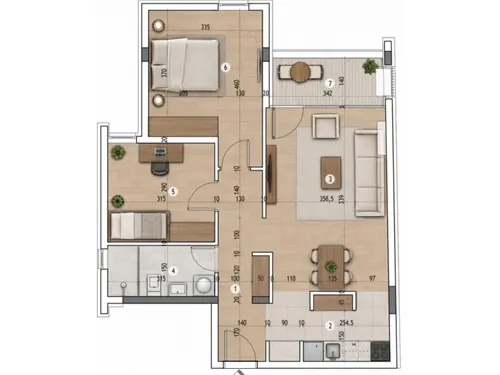 Novogradnja sa 8 stanova — Milana Blagojevića, Pantelej — raspored S1, I sprat, 65,73 m²