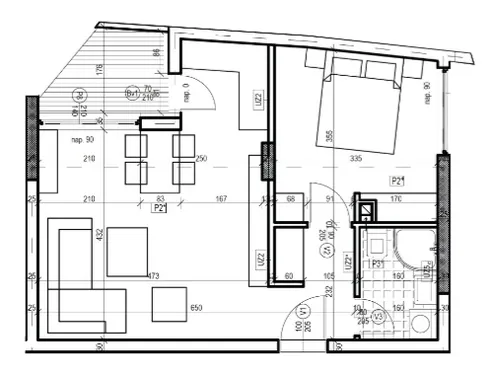 Novogradnja na Panteleju — stanovi 45–65 m², useljenje 2027. — raspored stana 3, prizemlje, 44,97 m²