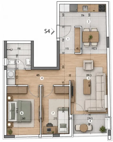 Raspored 57,67 m²